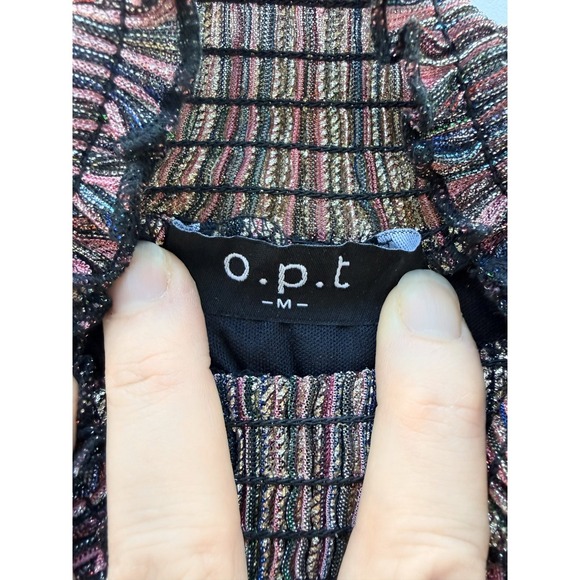 Anthropologie Metallic Lluvia Long Sleeve Mini Dress Rainbow Striped M - Picture 4 of 10